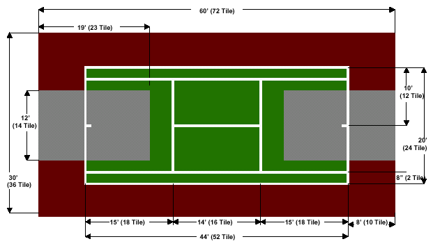 30'x 60' Full Court Action Tennis / Volleyball and Double Basketball