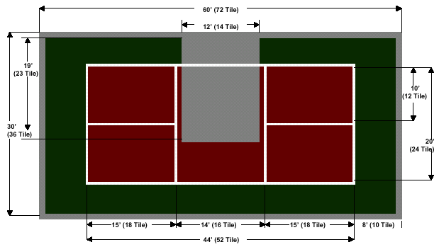 30'x 60' Full Court Action Tennis / Volleyball and Double Basketball