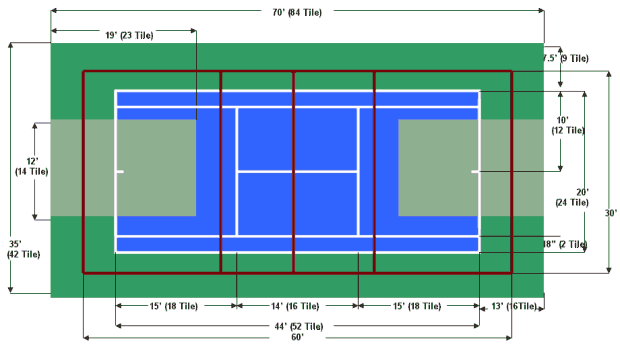 35'x70' Full Court Paddle Tennis / Volleyball and Double Basketball